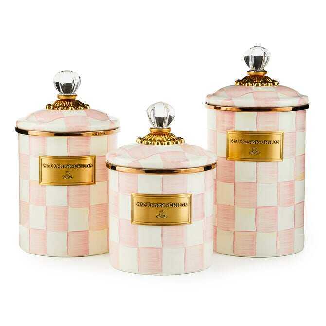 Rosy Check Enamel Canisters