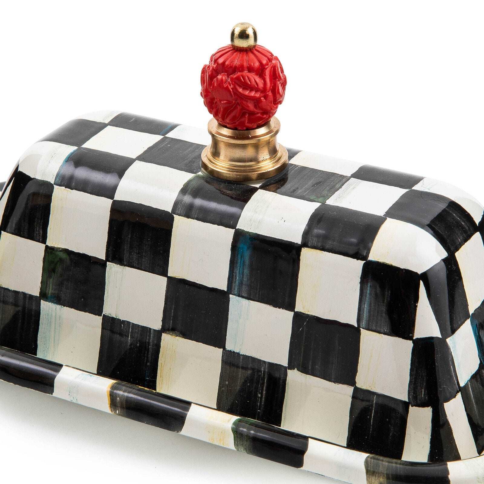 Courtly Check Enamel Butter Box by Mackenzie-Childs