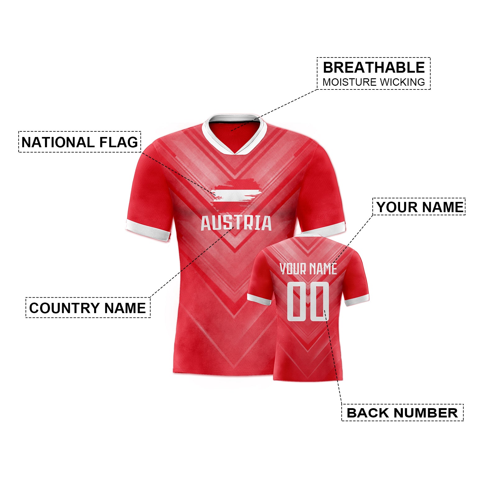 Custom Red & White V-Textured Gradient Football Jersey for Team and Game Use