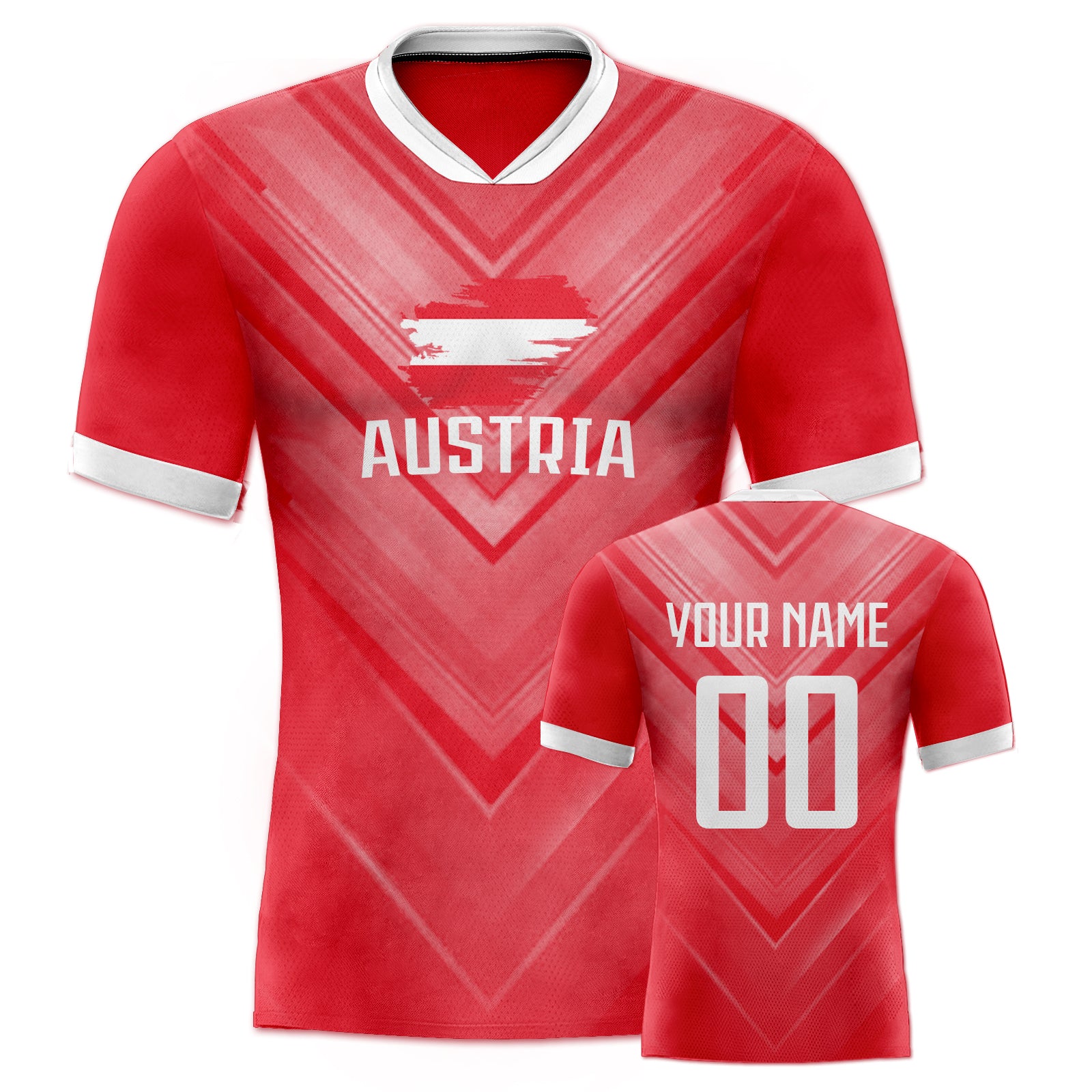 Custom Red & White V-Textured Gradient Football Jersey for Team and Game Use