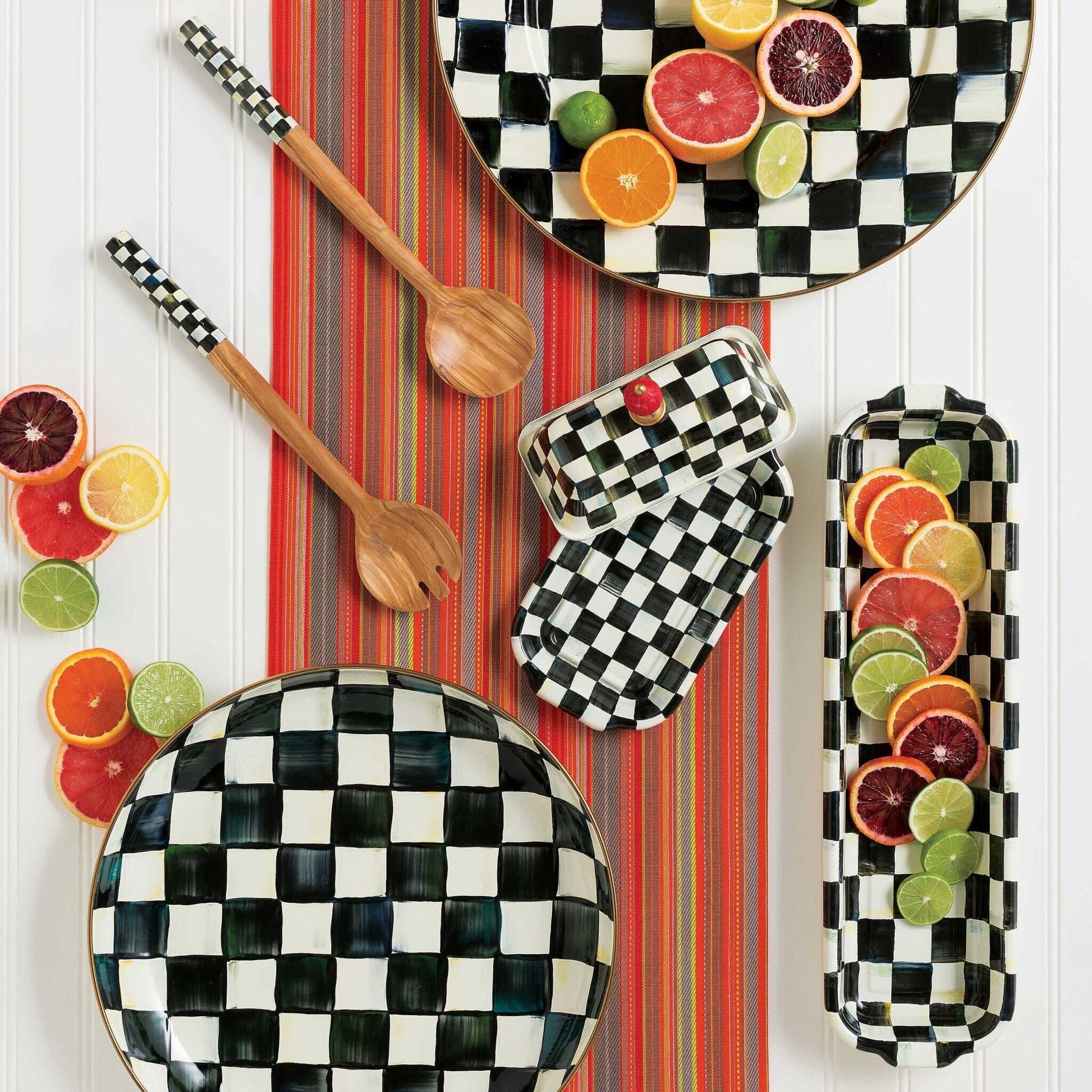 Courtly Check Enamel Butter Box by Mackenzie-Childs