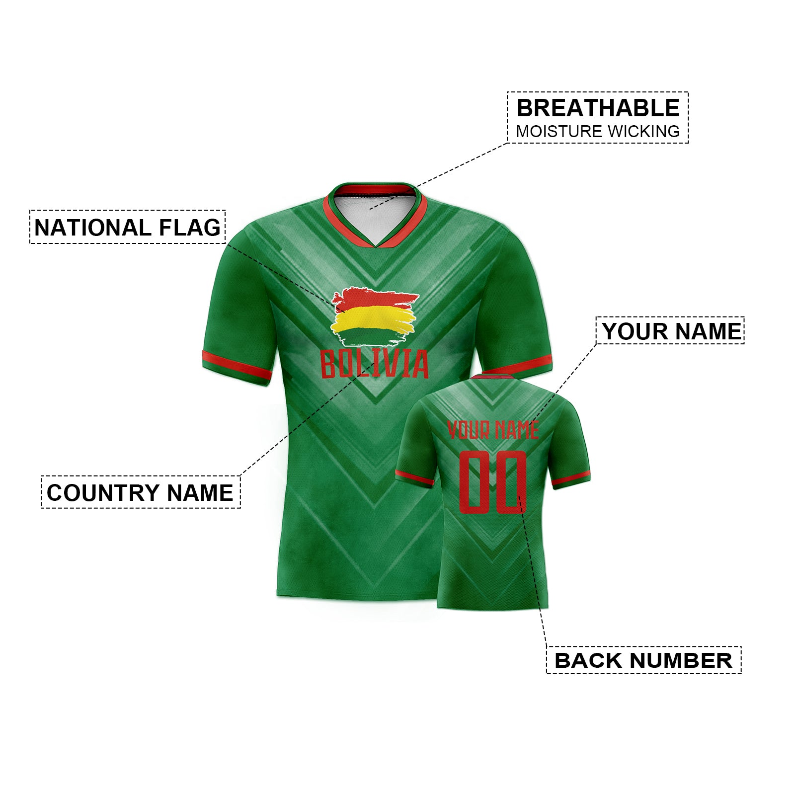 Custom Red-Yellow-Green V-Textured Dark Green Gradient Throwback Football Jersey