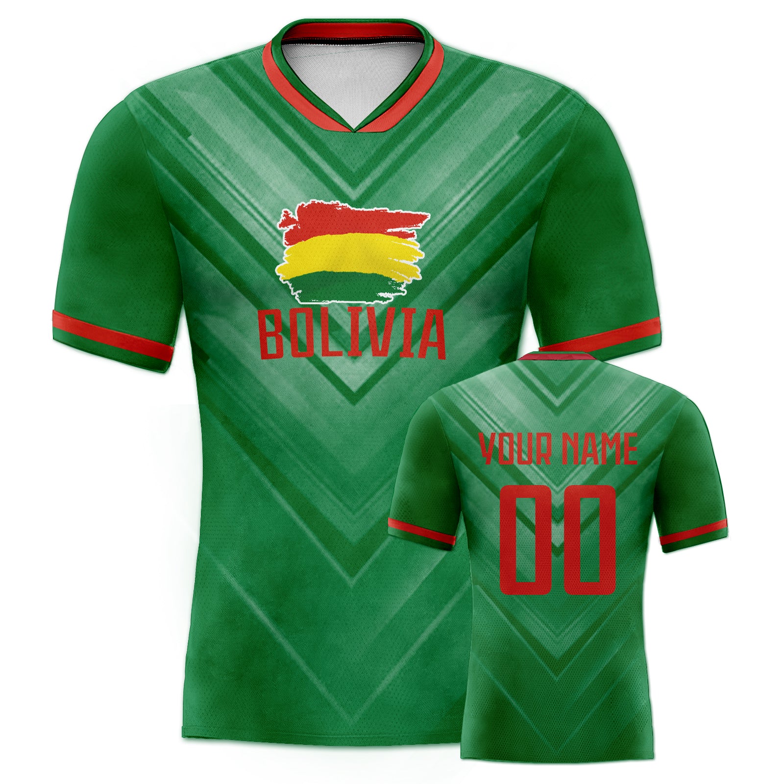 Custom Red-Yellow-Green V-Textured Dark Green Gradient Throwback Football Jersey