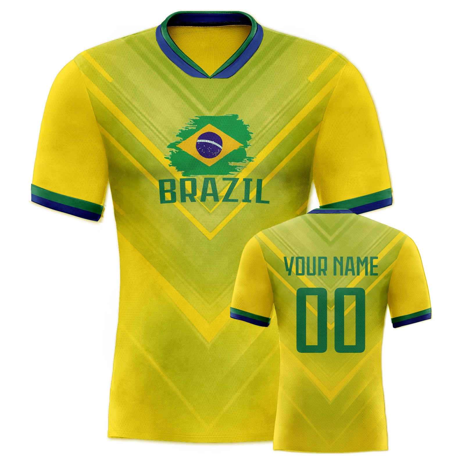 Custom Blue-Green V-Textured Yellow-Green Gradient Football Jersey for Team and Game Use
