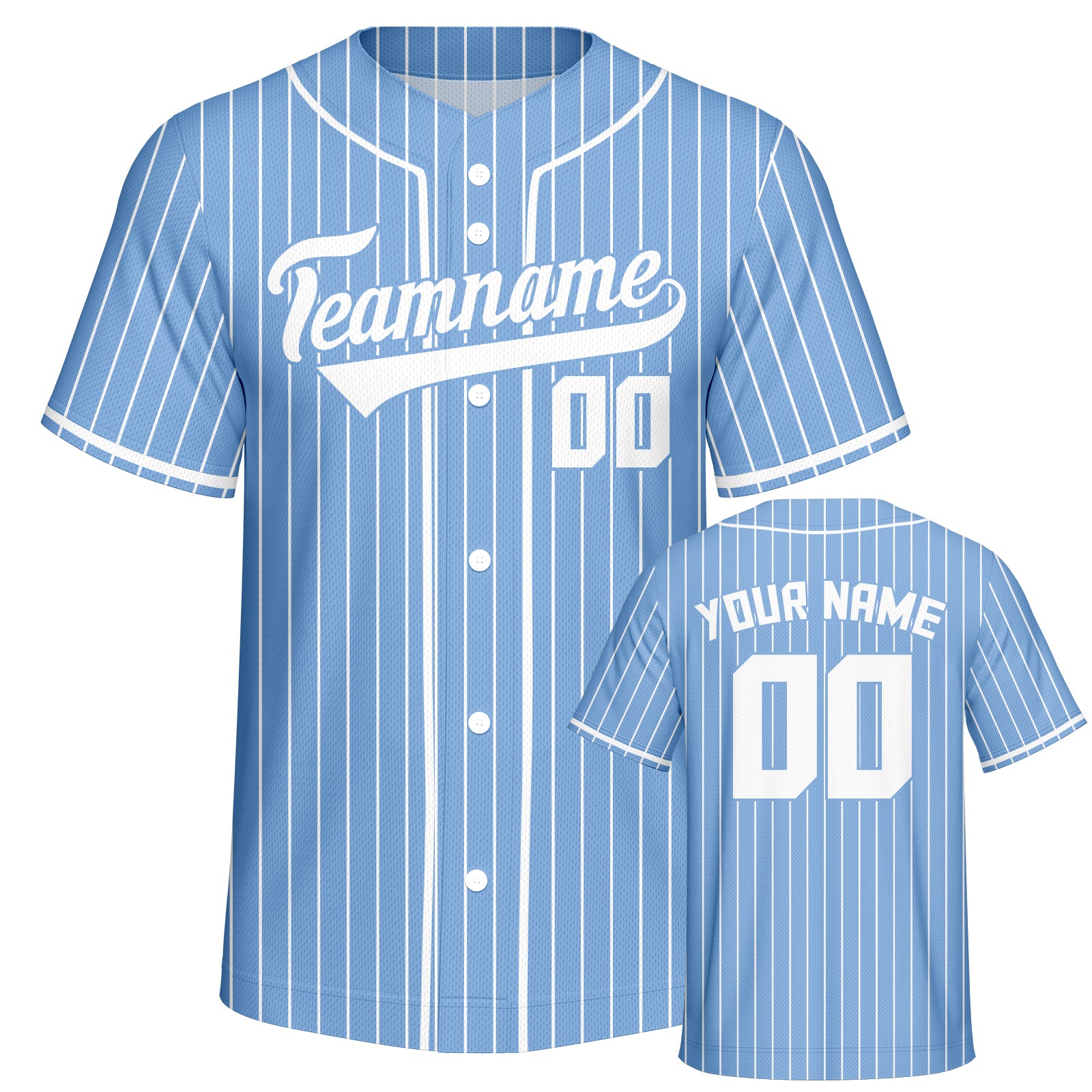 Vsdscscc | Custom Light Blue & White Pinstripe Baseball Jersey – Personalized Royal Team Jersey