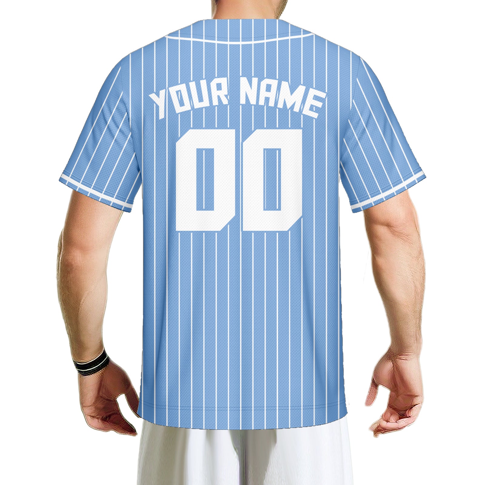Vsdscscc | Custom Light Blue & White Pinstripe Baseball Jersey – Personalized Royal Team Jersey