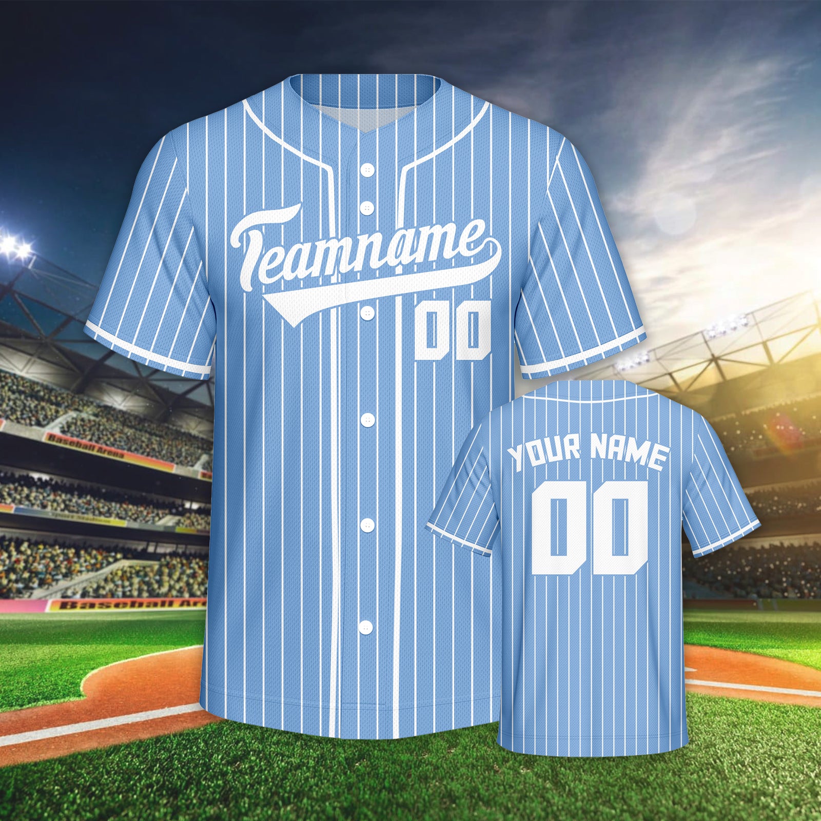 Vsdscscc | Custom Light Blue & White Pinstripe Baseball Jersey – Personalized Royal Team Jersey