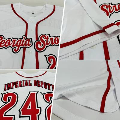 Vsdscscc | Custom White Red Baseball Jersey – Personalized Authentic Team Jersey