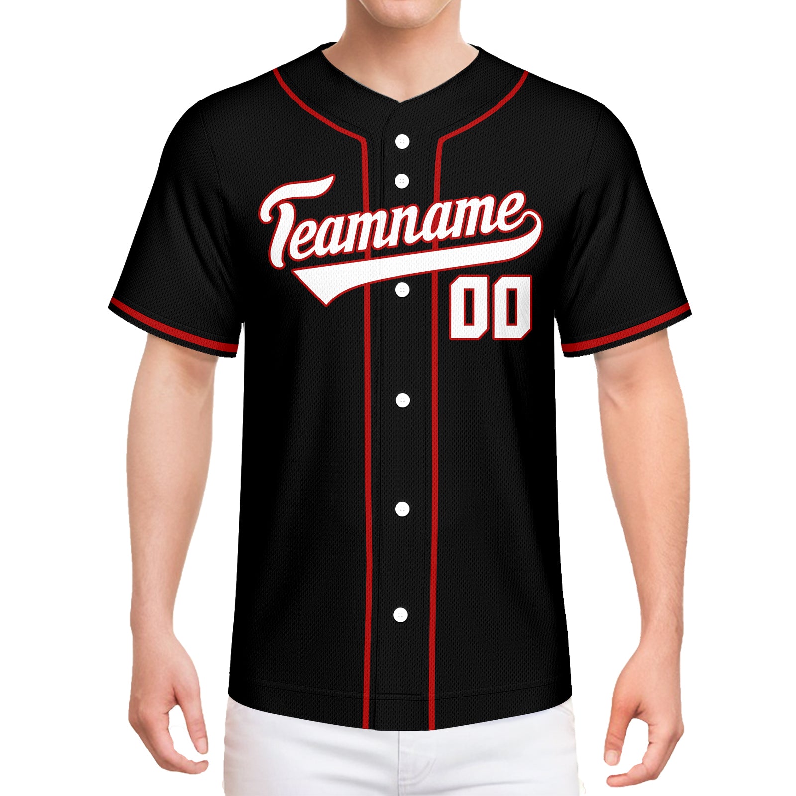 Vsdscscc | Custom Black & White-Red Baseball Jersey – Personalized Team Jersey