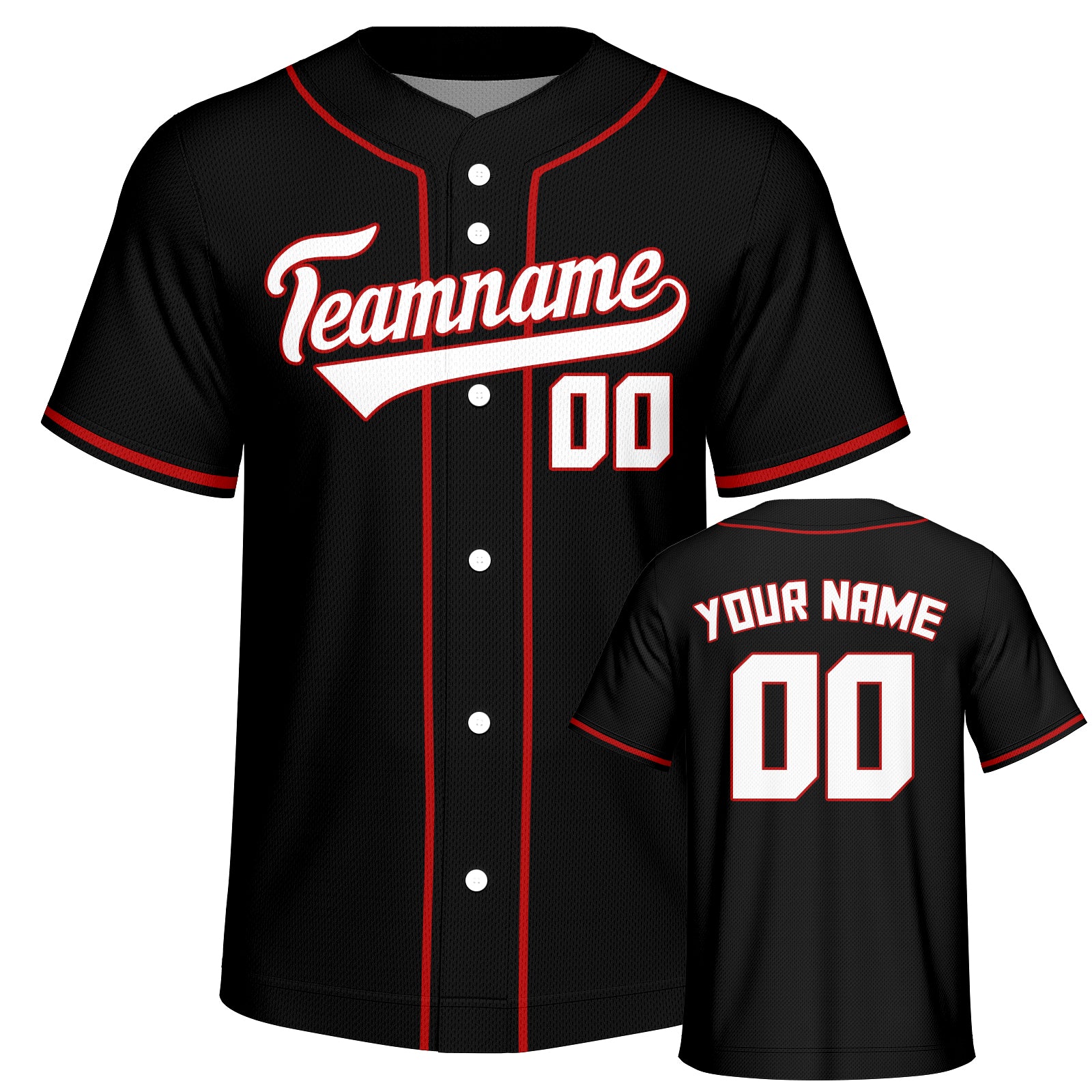 Vsdscscc | Custom Black & White-Red Baseball Jersey – Personalized Team Jersey