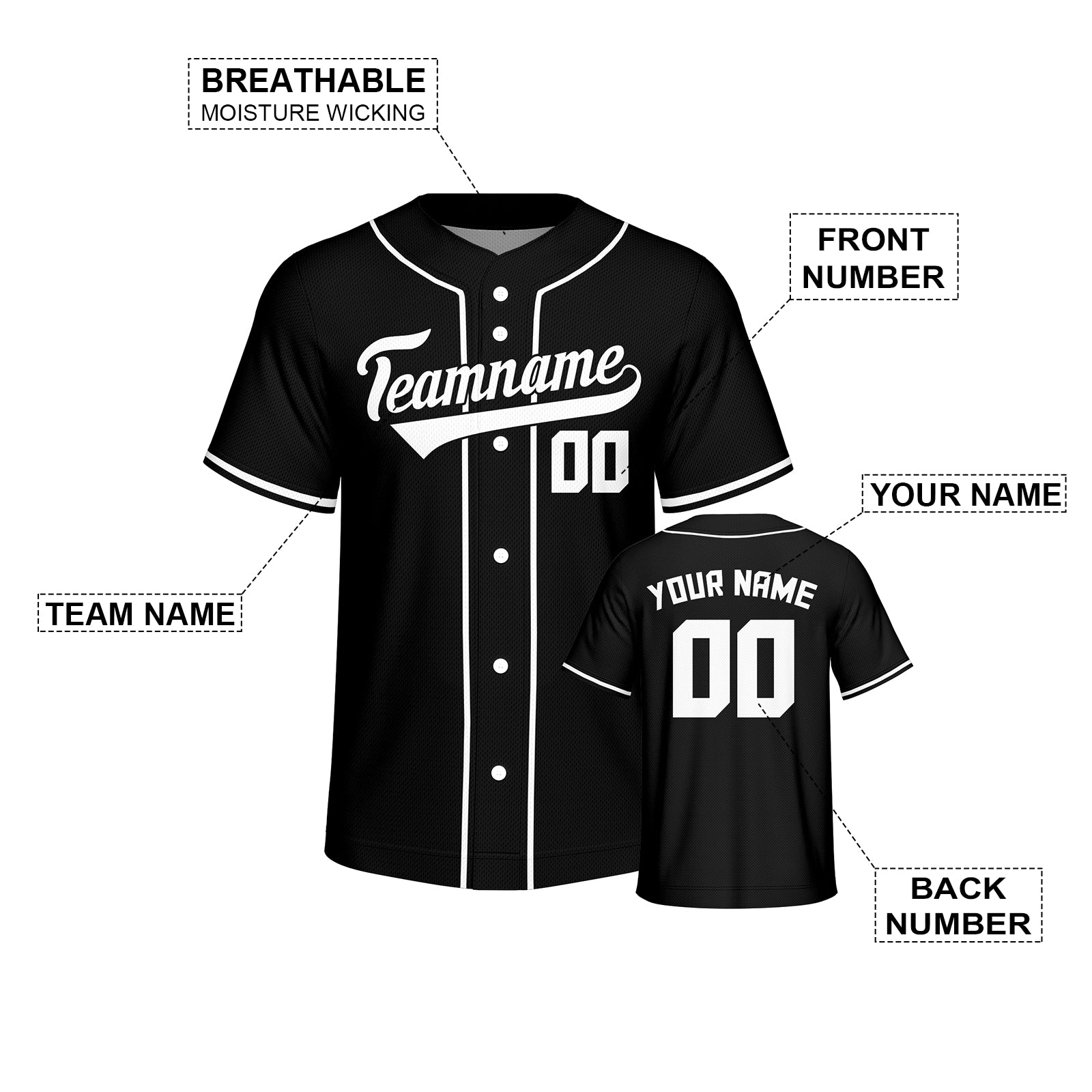 Vsdscscc | Custom Black & White Baseball Jersey – Personalized Team Jersey