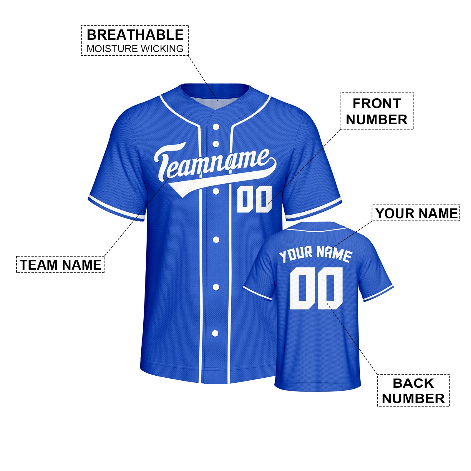 Vsdscscc | Custom Blue & White Baseball Jersey – Personalized Team Jersey