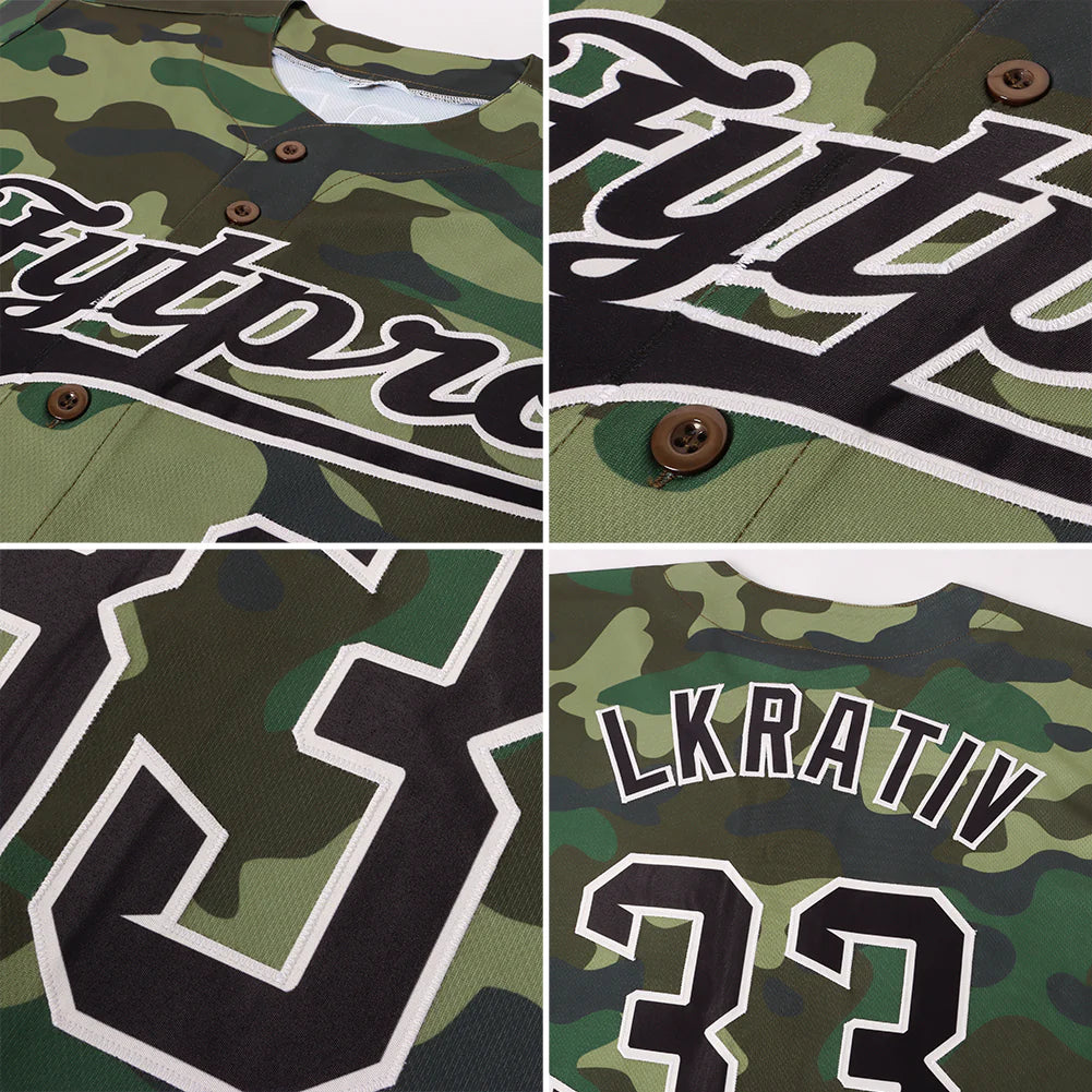 Vsdscscc | Custom White & Black Camo Baseball Jersey – Personalized Salute To Service Team Jersey