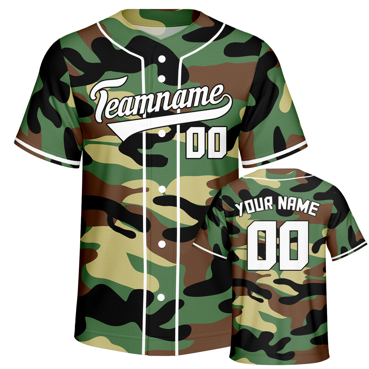 Vsdscscc | Custom White & Black Camo Baseball Jersey – Personalized Salute To Service Team Jersey