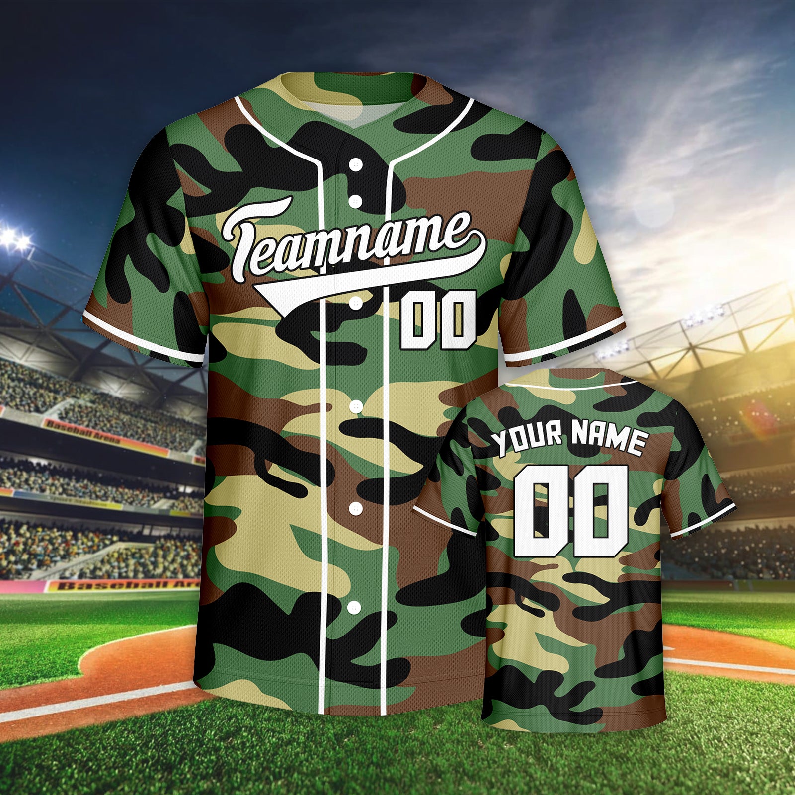Vsdscscc | Custom White & Black Camo Baseball Jersey – Personalized Salute To Service Team Jersey
