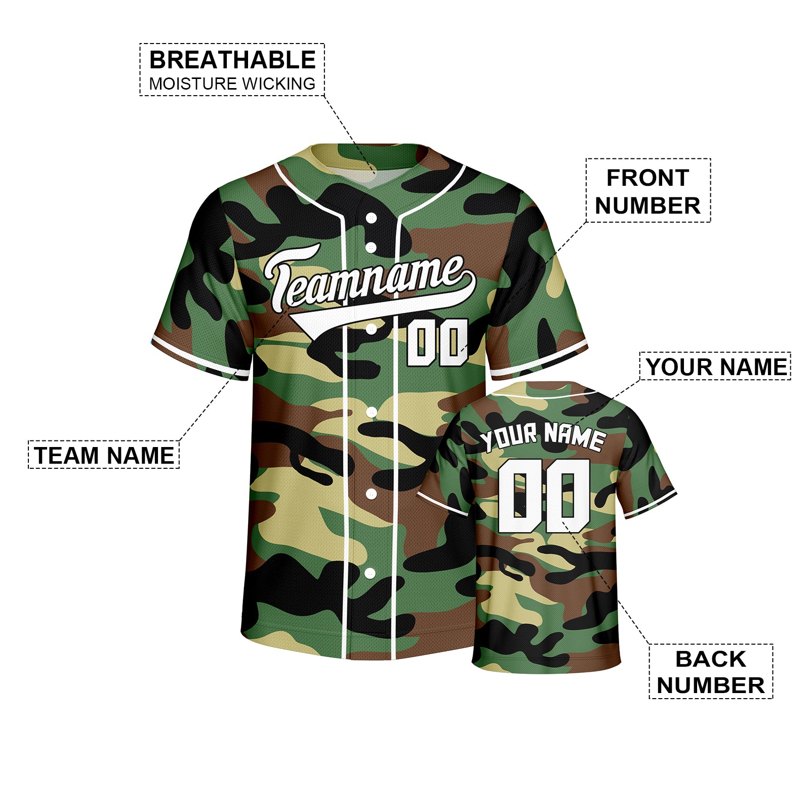 Vsdscscc | Custom White & Black Camo Baseball Jersey – Personalized Salute To Service Team Jersey
