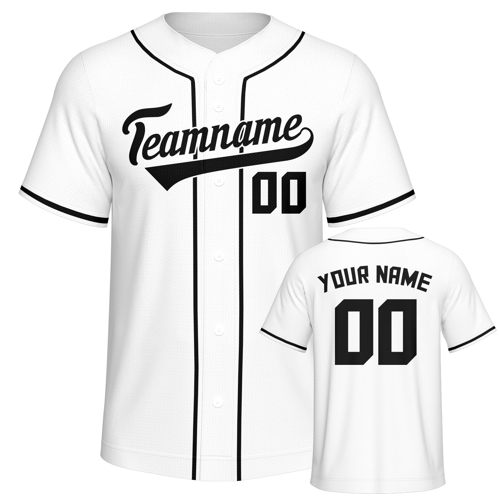 Vsdscscc | Custom White & Black Baseball Jersey – Personalized Team Baseball Jersey
