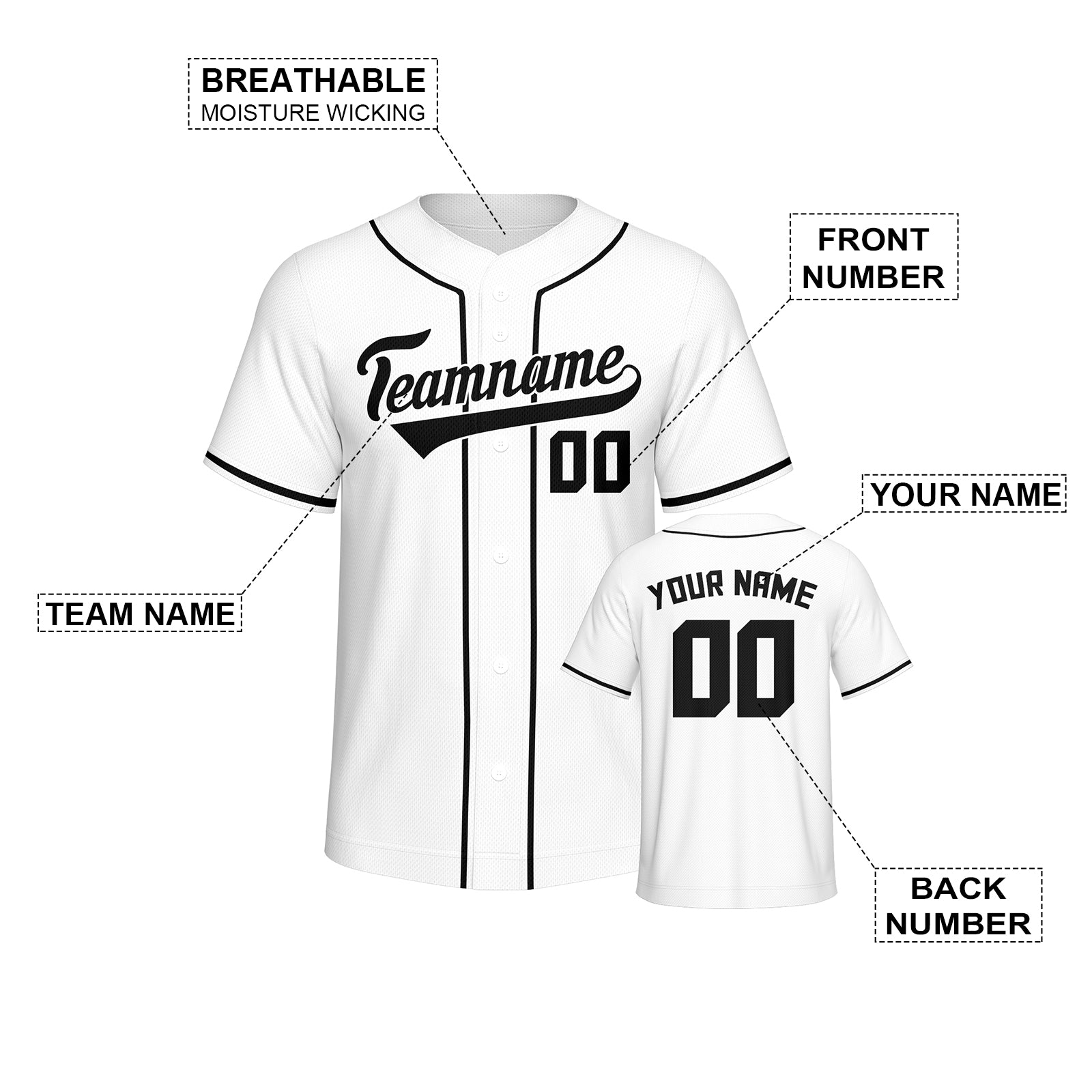 Vsdscscc | Custom White & Black Baseball Jersey – Personalized Team Baseball Jersey