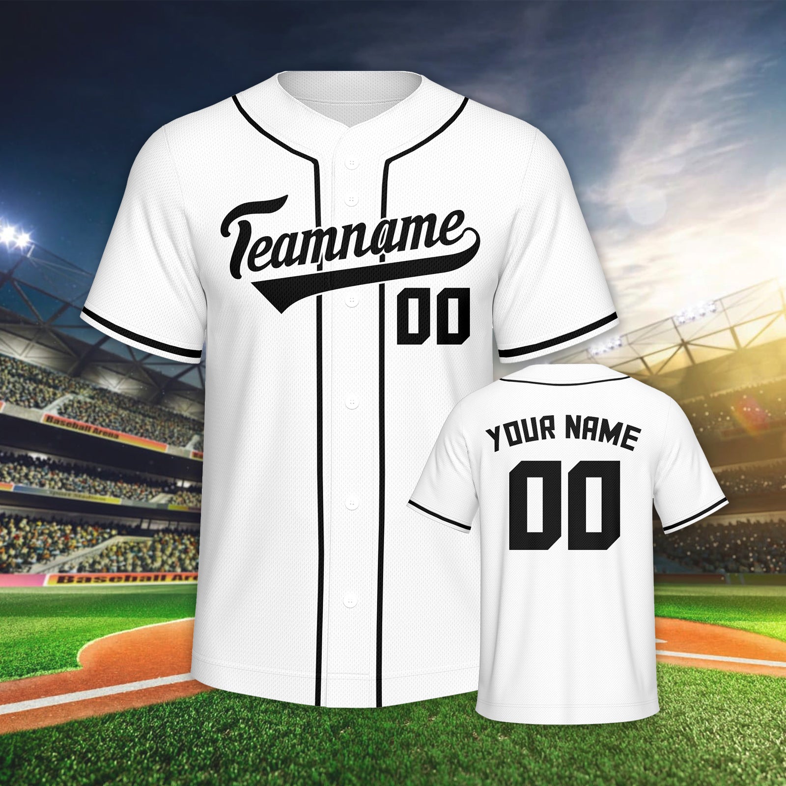Vsdscscc | Custom White & Black Baseball Jersey – Personalized Team Baseball Jersey