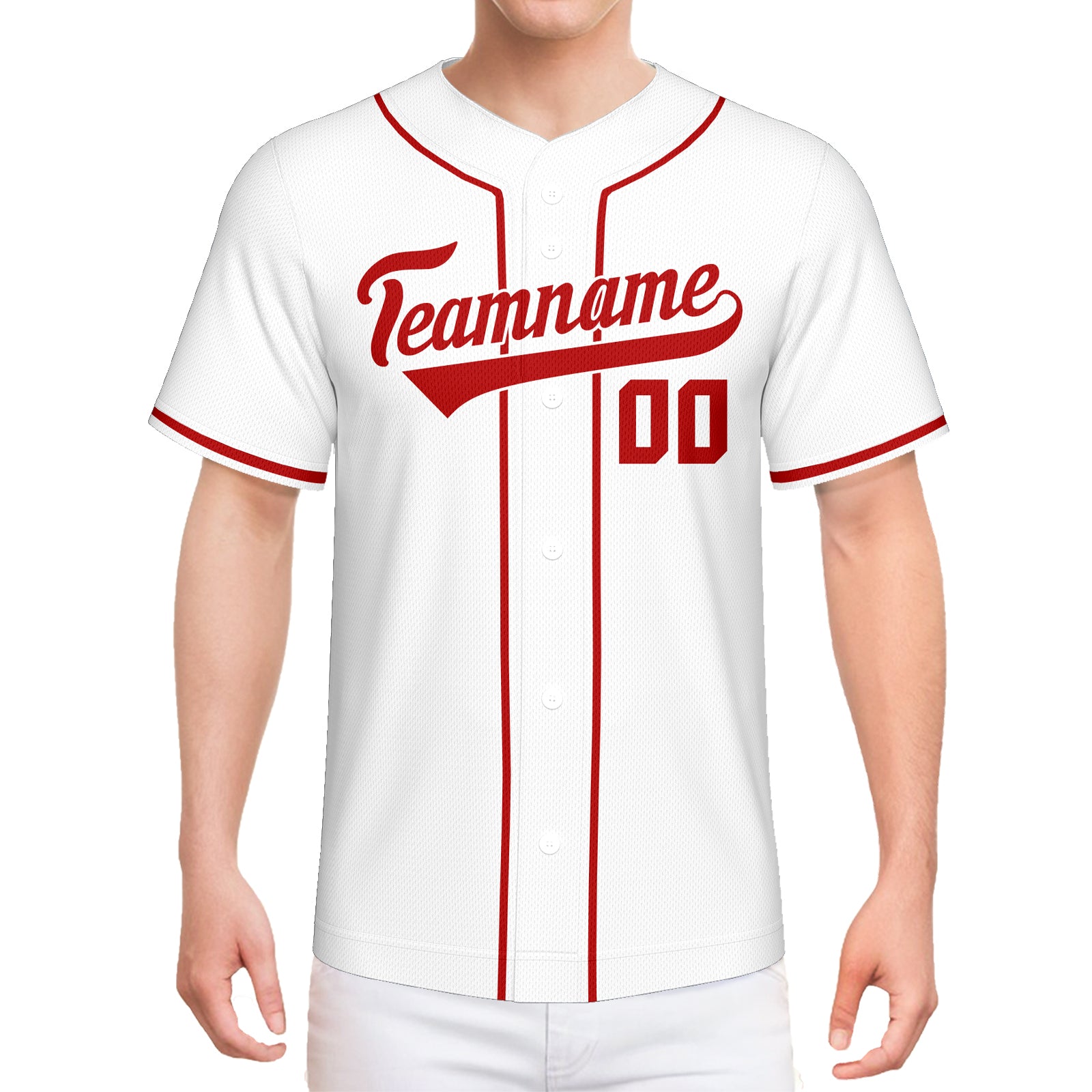 Vsdscscc | Custom White Red Baseball Jersey – Personalized Authentic Team Jersey