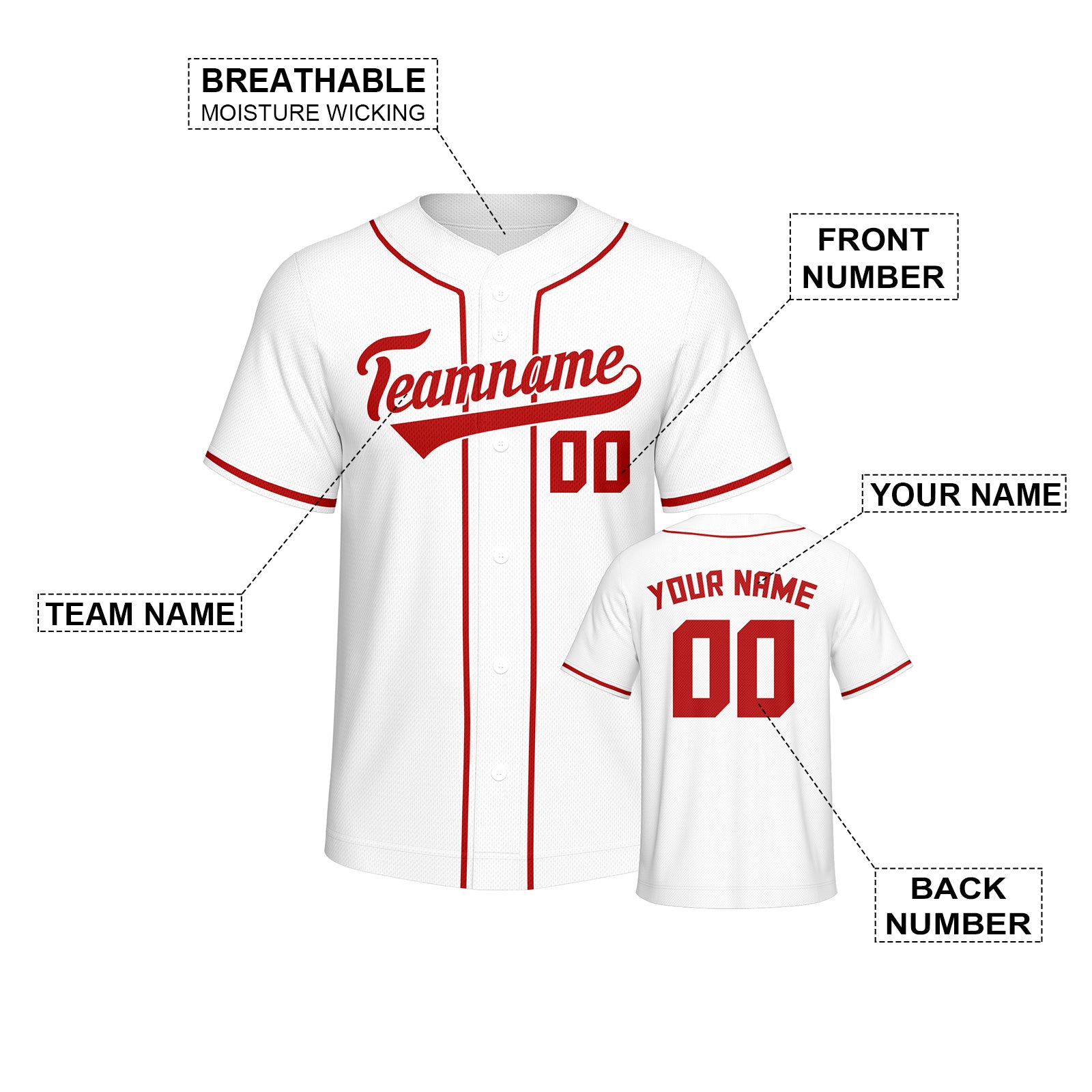 Vsdscscc | Custom White Red Baseball Jersey – Personalized Authentic Team Jersey