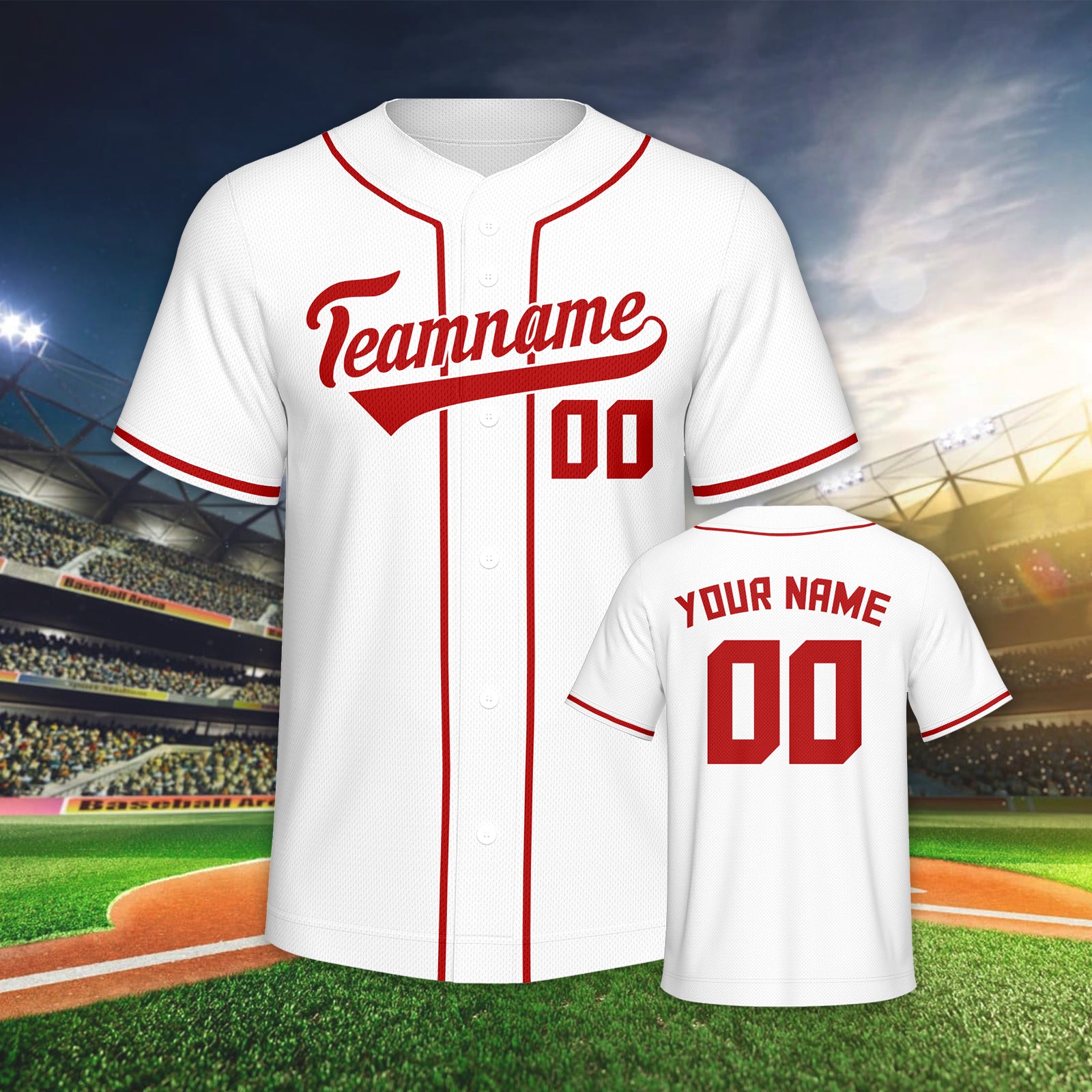 Vsdscscc | Custom White Red Baseball Jersey – Personalized Authentic Team Jersey
