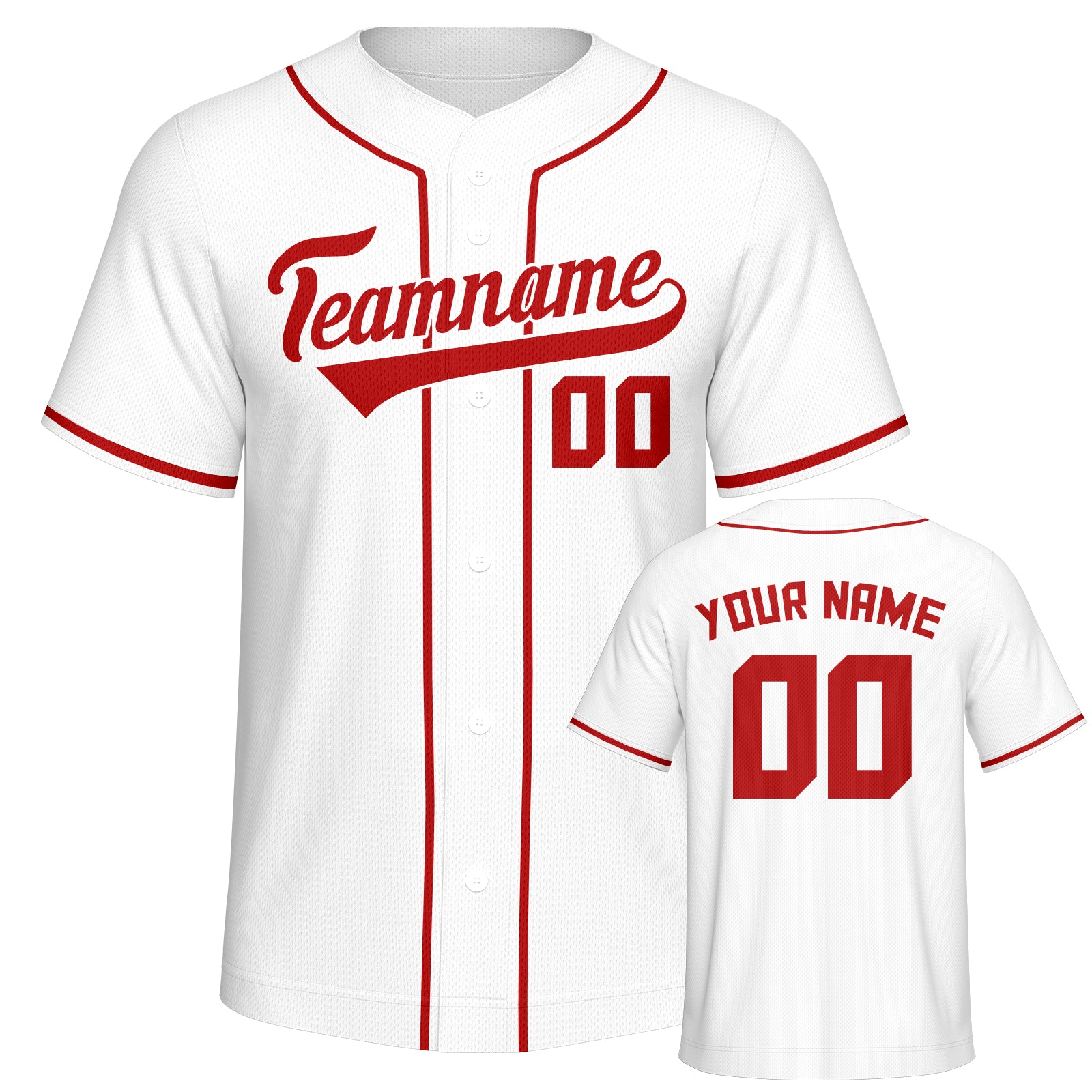 Vsdscscc | Custom White Red Baseball Jersey – Personalized Authentic Team Jersey