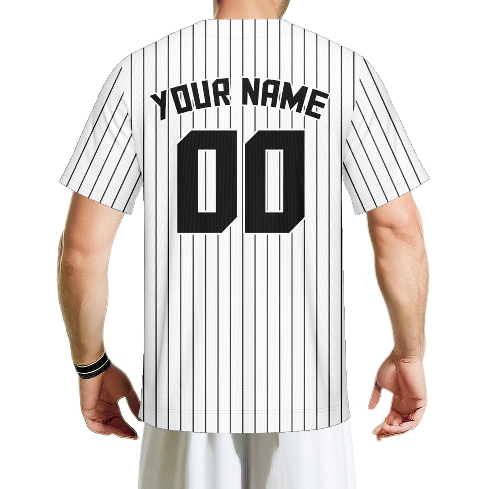 Custom White & Black Pinstripe Baseball Jersey – Authentic Striped Design
